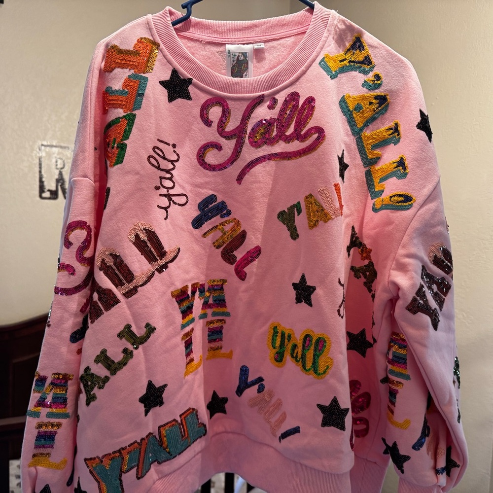 QUEEN OF SPARKLES Pink 'Y'all' Sweater
